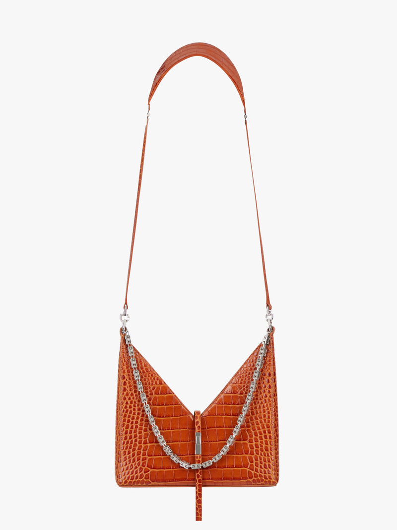 SMALL CUT OUT BAG IN CROCODILE EFFECT LEATHER WITH CHAIN 1