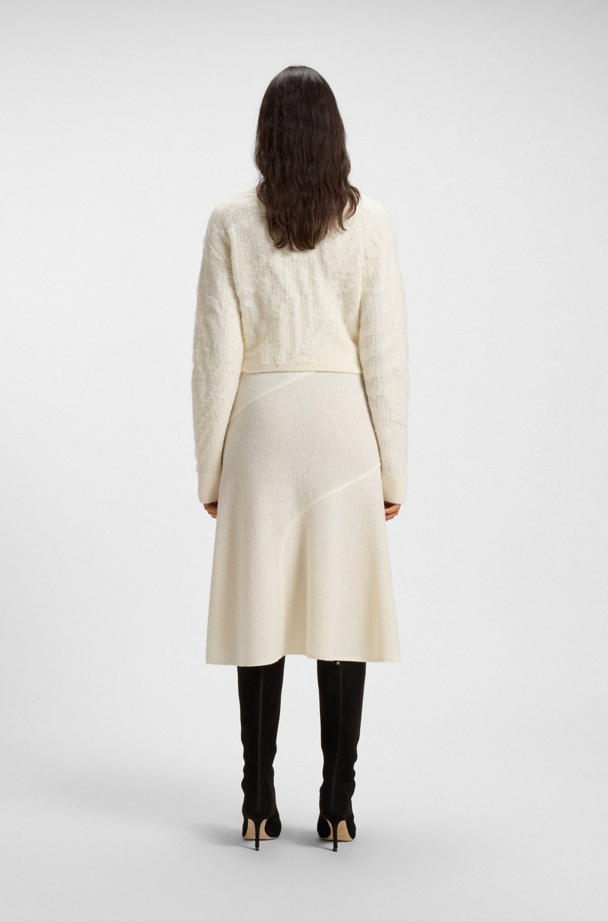 CROPPED WOOL-BLEND SWEATER WITH LAYERED NECKLINE - 4