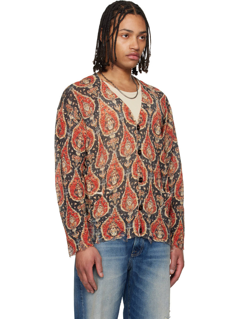 Black & Orange Printed Boyfriend Cardigan 2