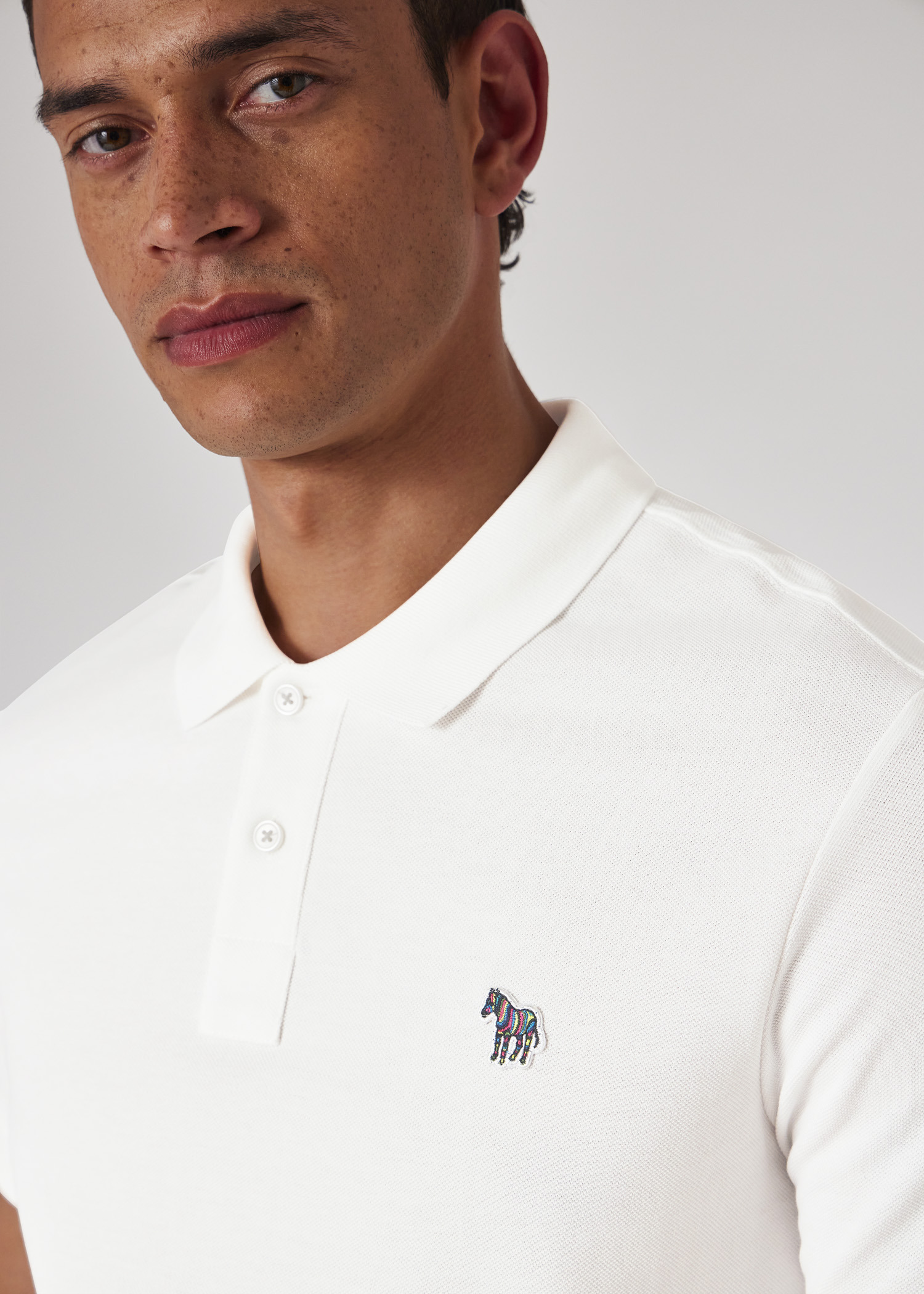 Ecru Organic Cotton Zebra Polo Shirt - 3