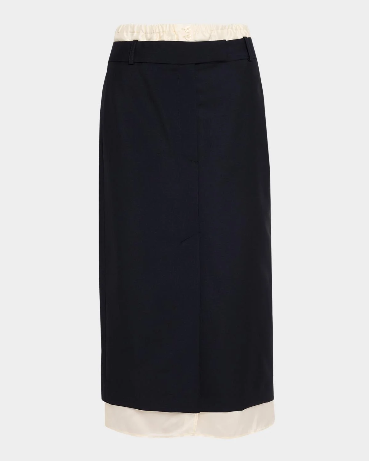Boxer Detail Virgin Wool-Mohair Midi Skirt - 1