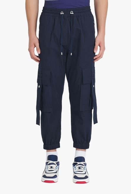 HIGH SUMMER CAPSULE - Navy blue cotton cargo pants - 5