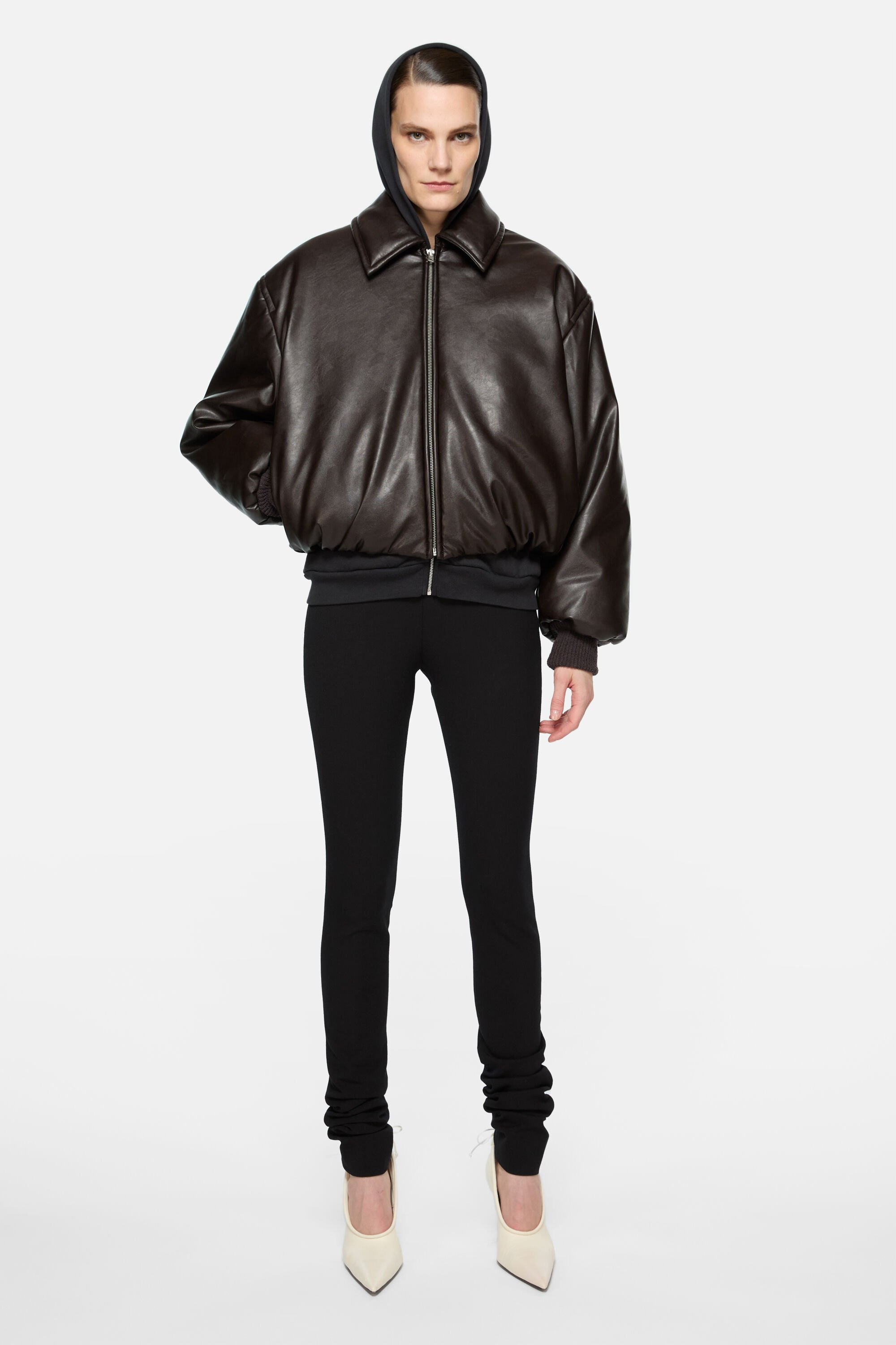 Coated bomber jacket - Dark brown - 2