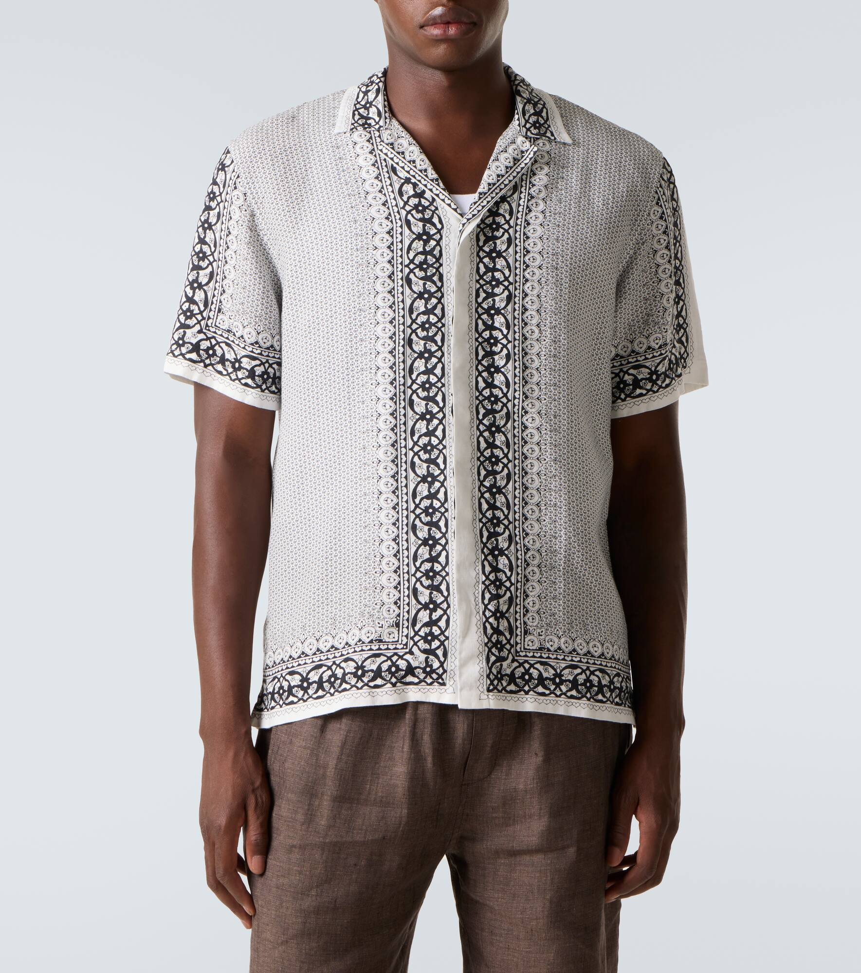 Maitan printed linen bowling shirt - 3