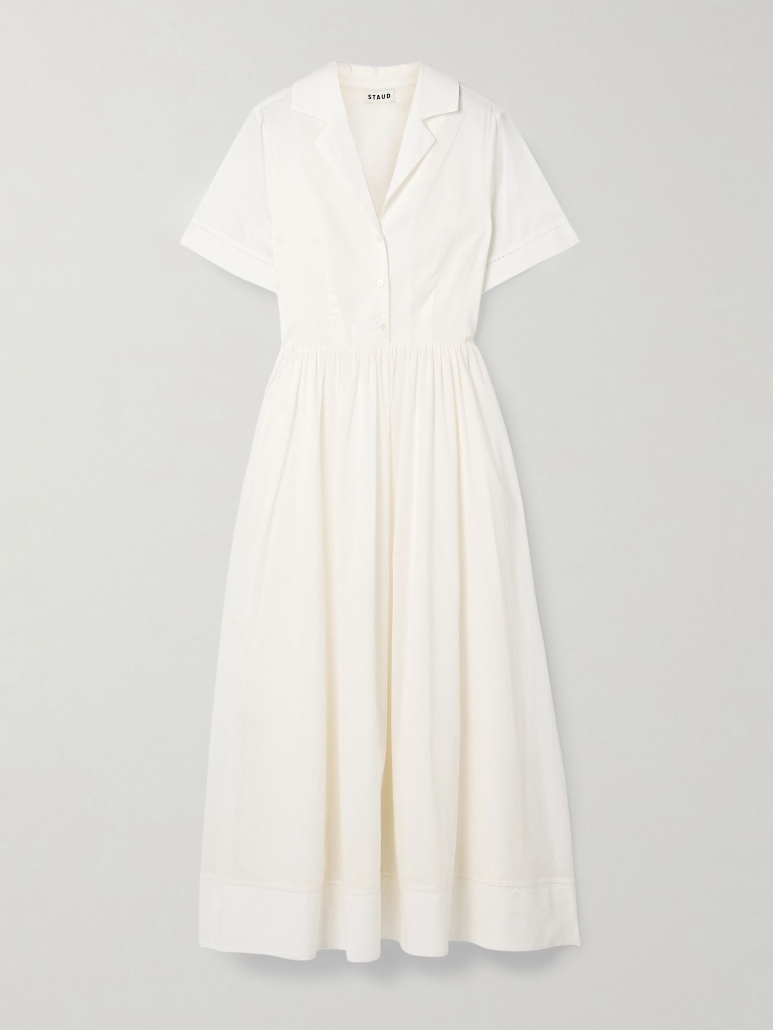 Meryl gathered cotton-poplin midi shirt dress White - 1