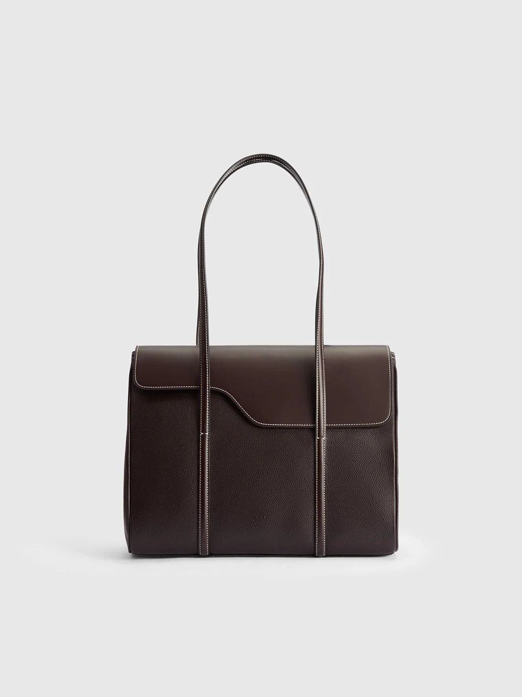 Abriola Walnut/Contrast Stitch Grained Leather/Leather - 1