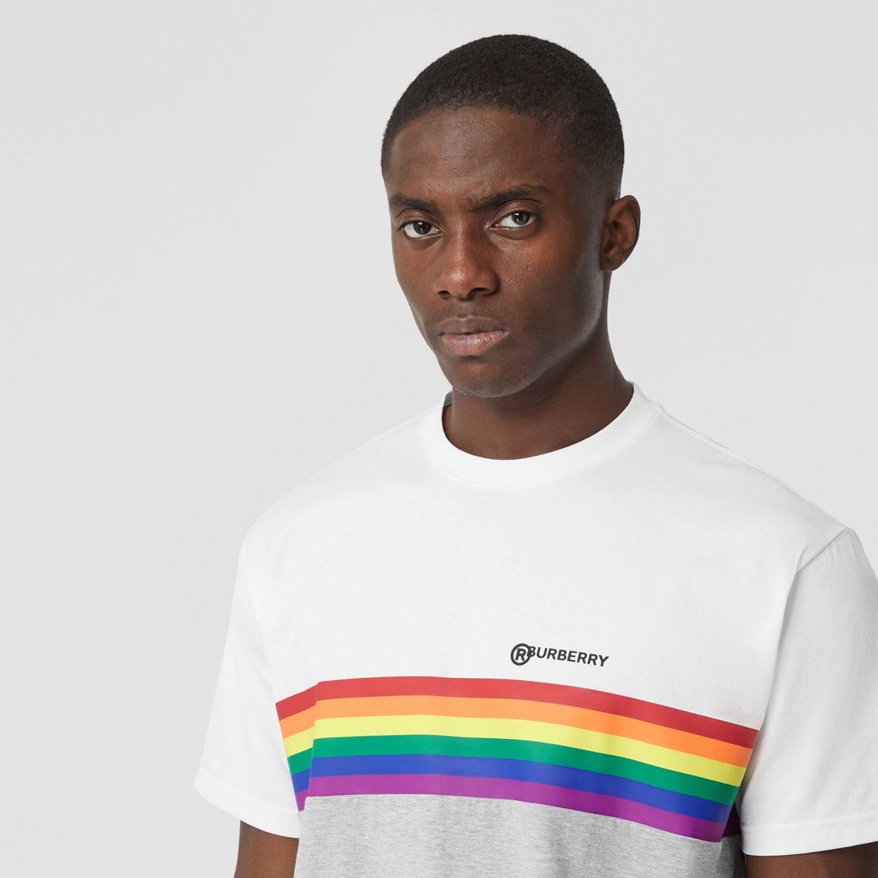 Rainbow Stripe Print Cotton T-shirt – Unisex - 3