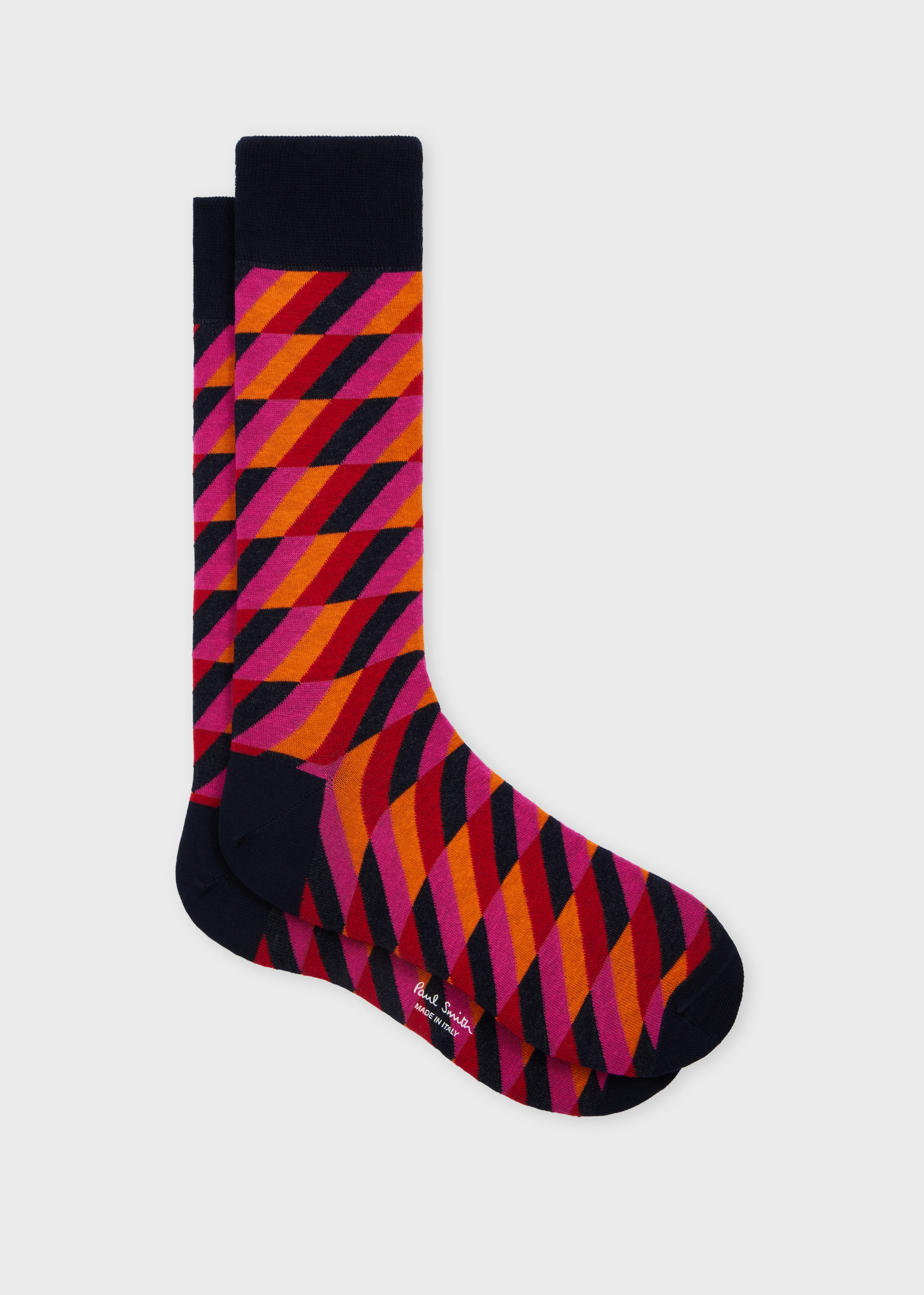Navy Zig Zag Cotton-Blend Socks - 1