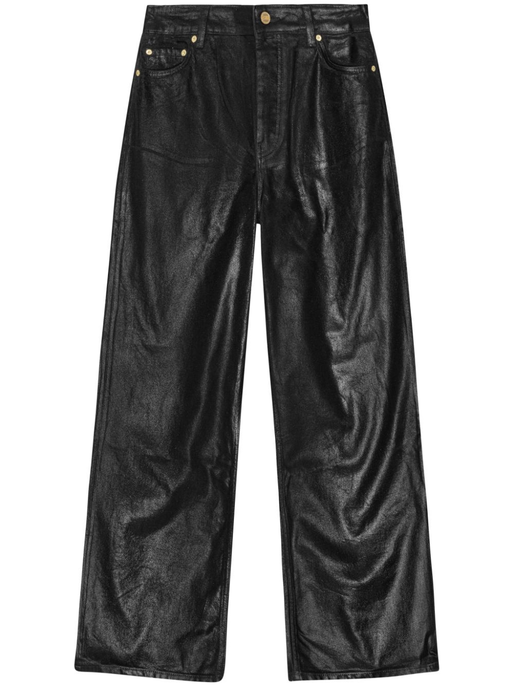 waxed-finish wide-leg jeans - 1