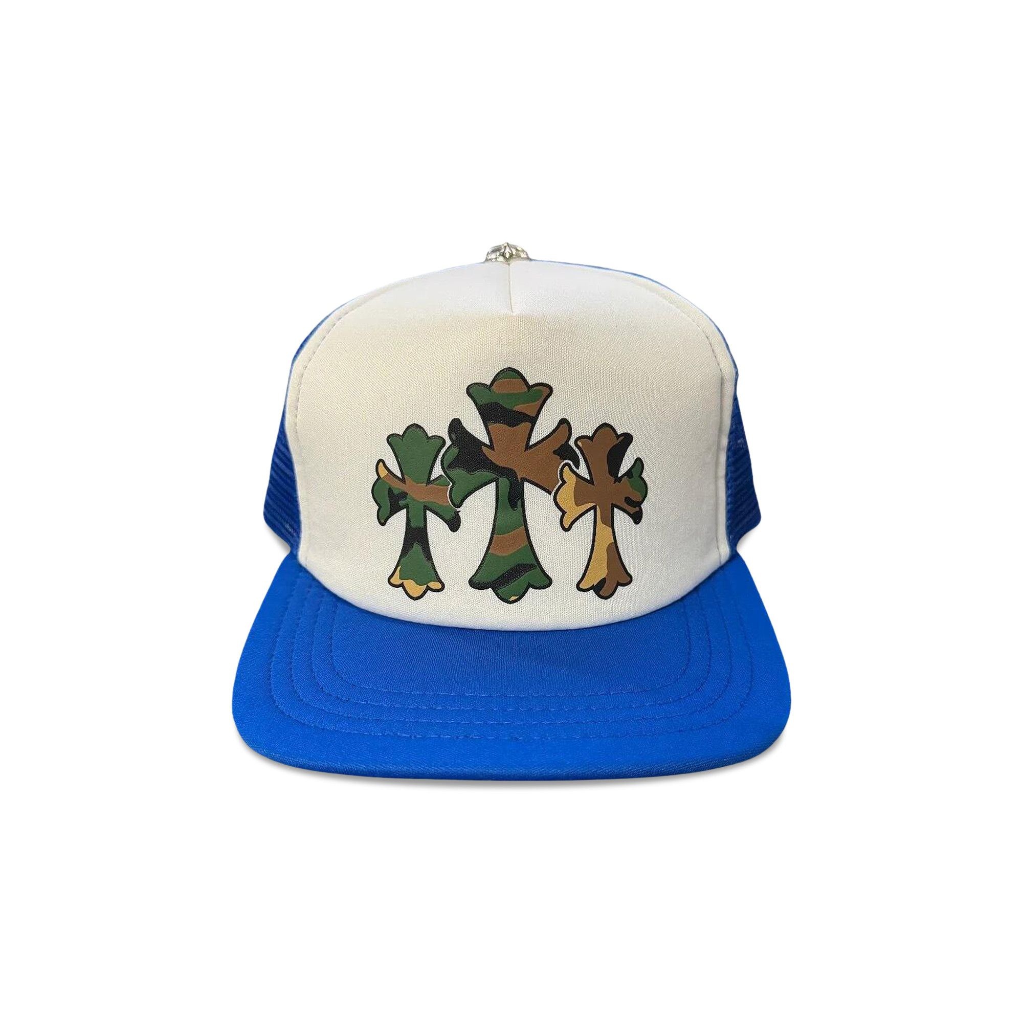 Chrome Hearts Triple Cross Trucker Hat 'Blue/White' - 1