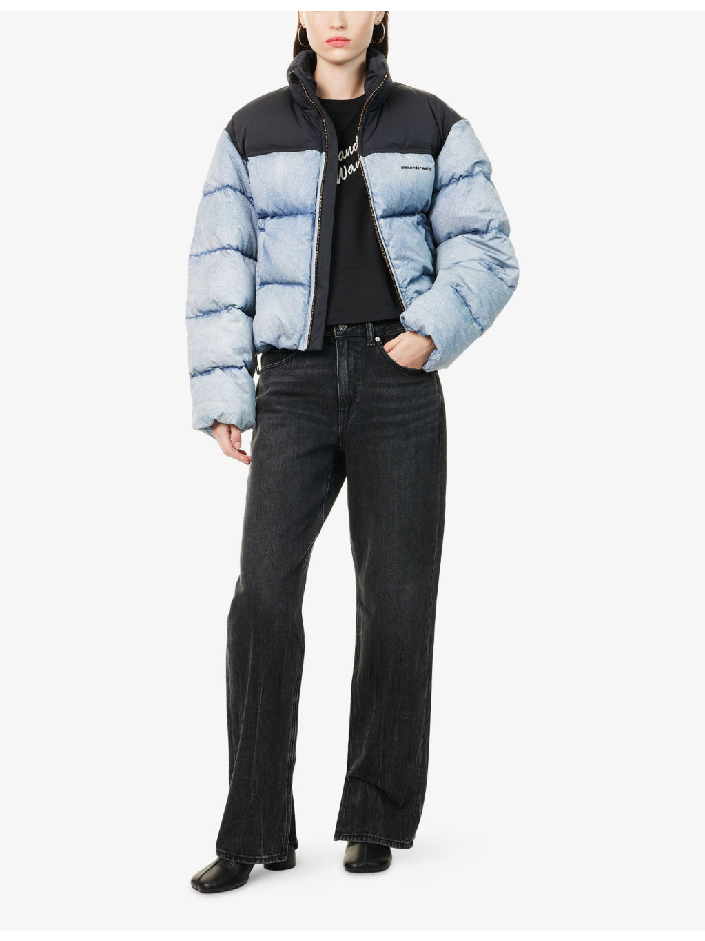 Trompe-L'oeil Denim Shell-Down Jacket - 2