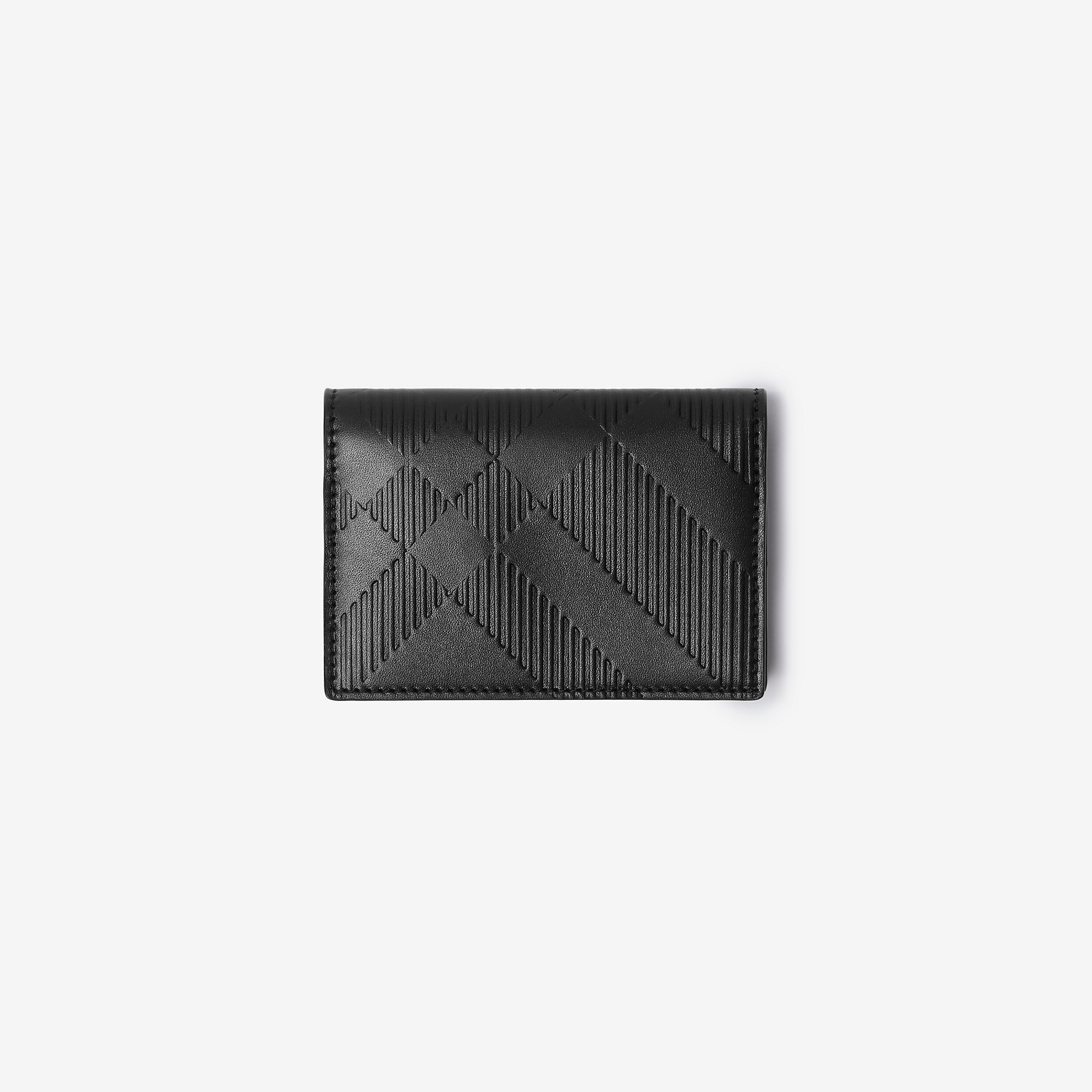 Check Leather Folding Card Case - 1