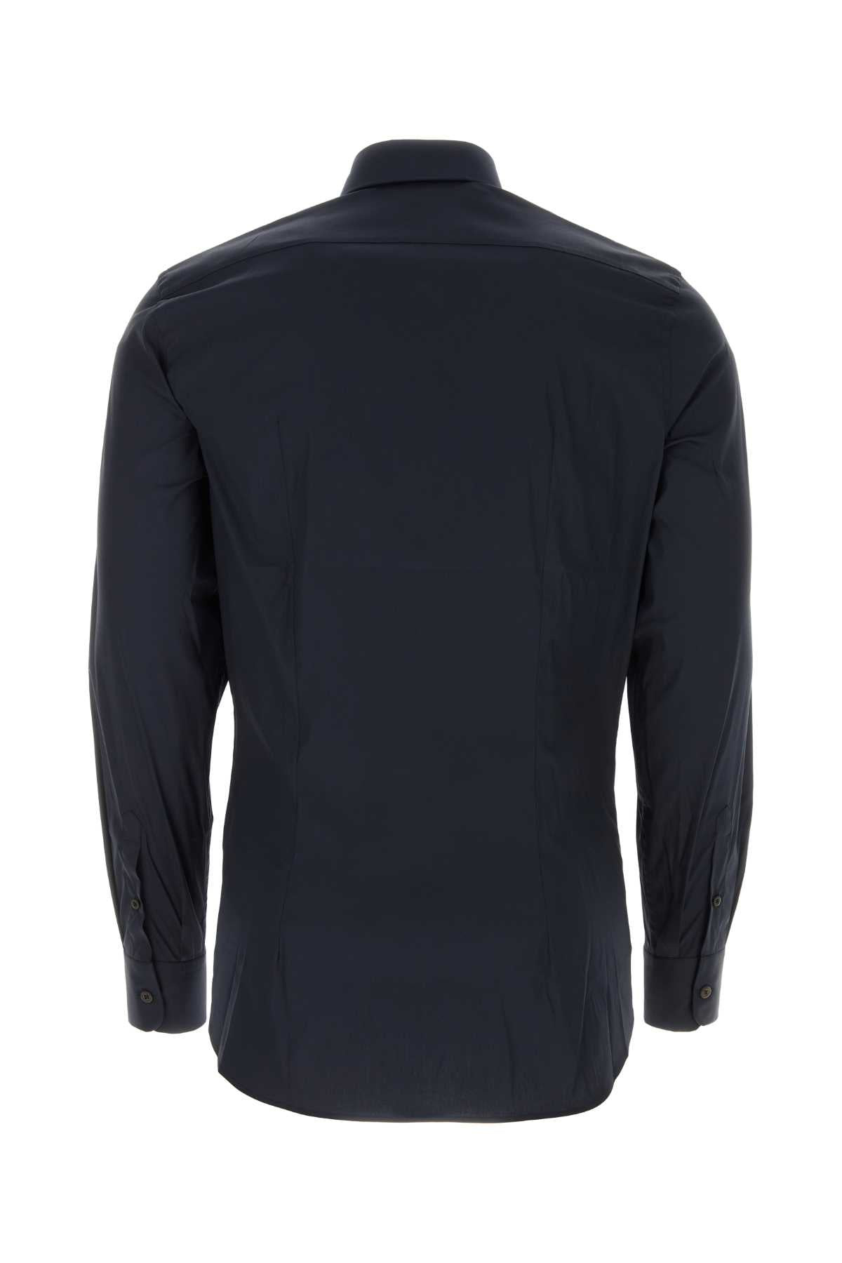 Prada Men Blue Stretch Poplin Shirt - 2