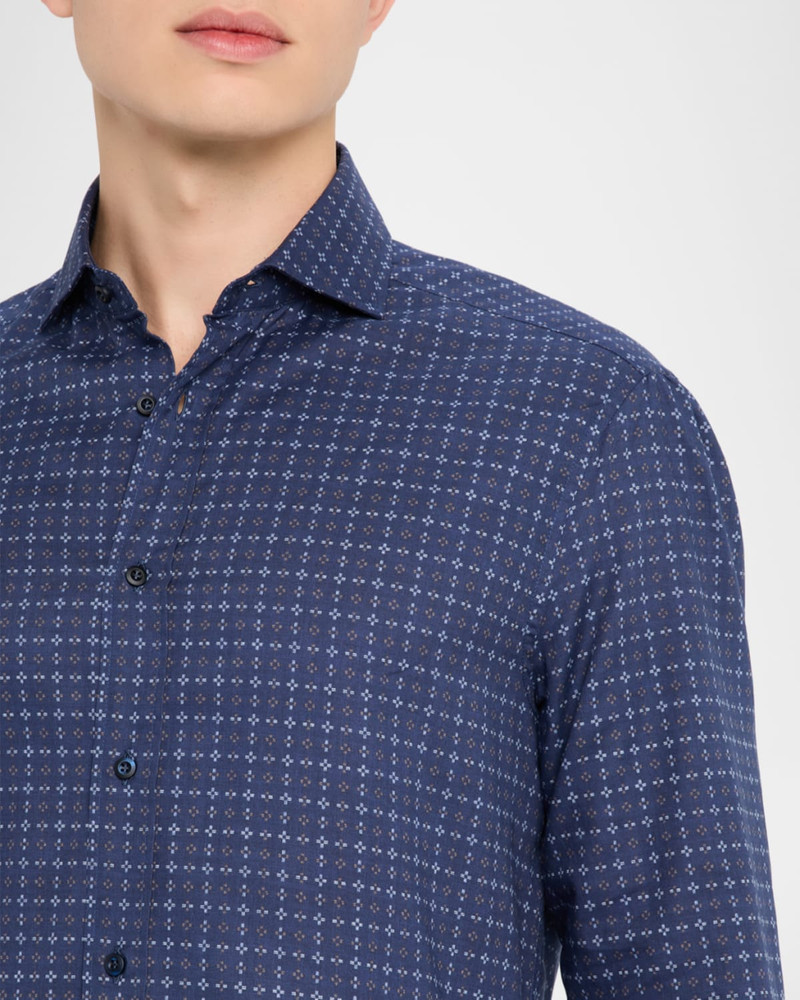 Men's Slim Fit Geometric Cotton Button-Down Shirt 5