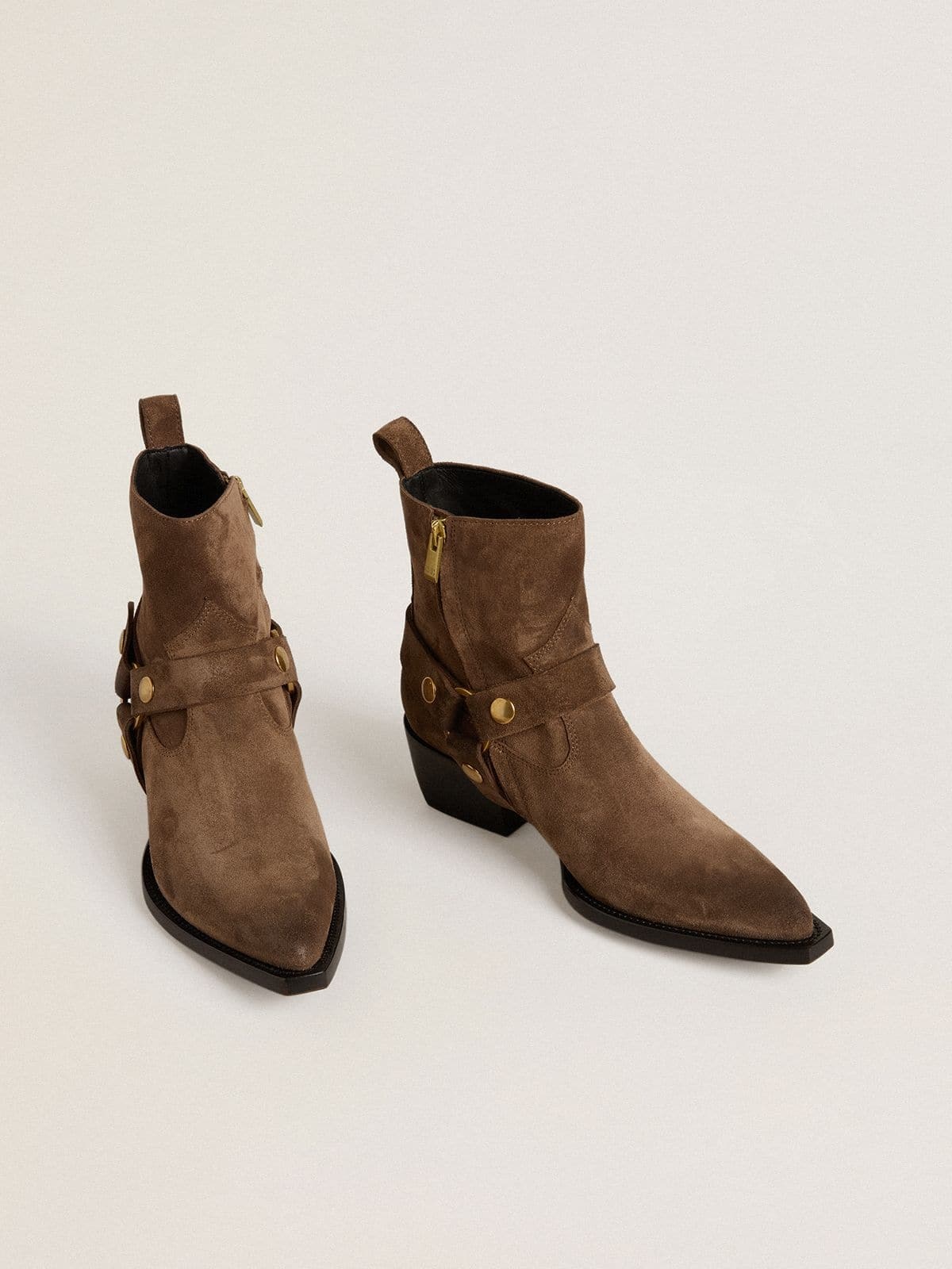 Low Debbie boots in dove-gray suede with removable buckle - 2