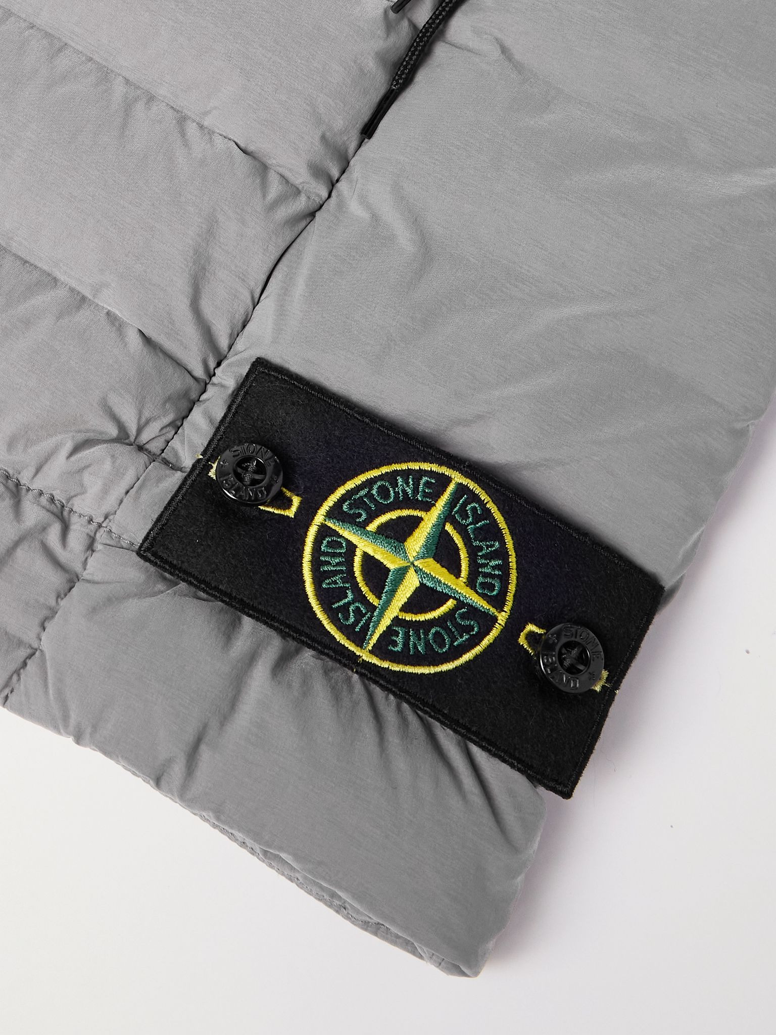 Logo-Appliquéd Quilted Stretch-Shell Down Gilet Gray - 6