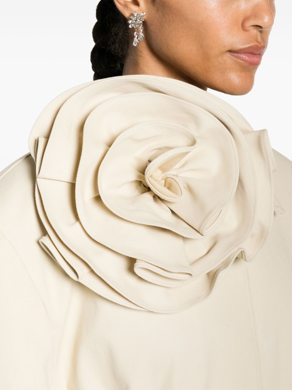 floral-appliquÃ© belted trench coat - 5