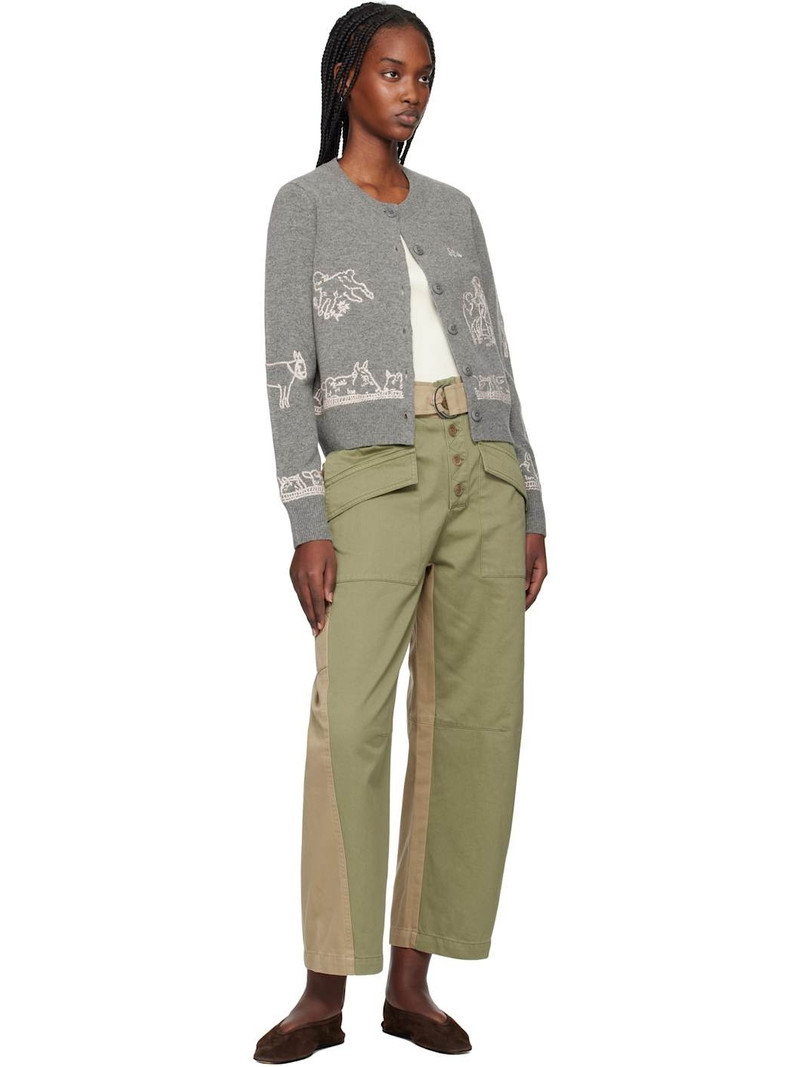 Sea Green & Beige Carolina Trousers outlook
