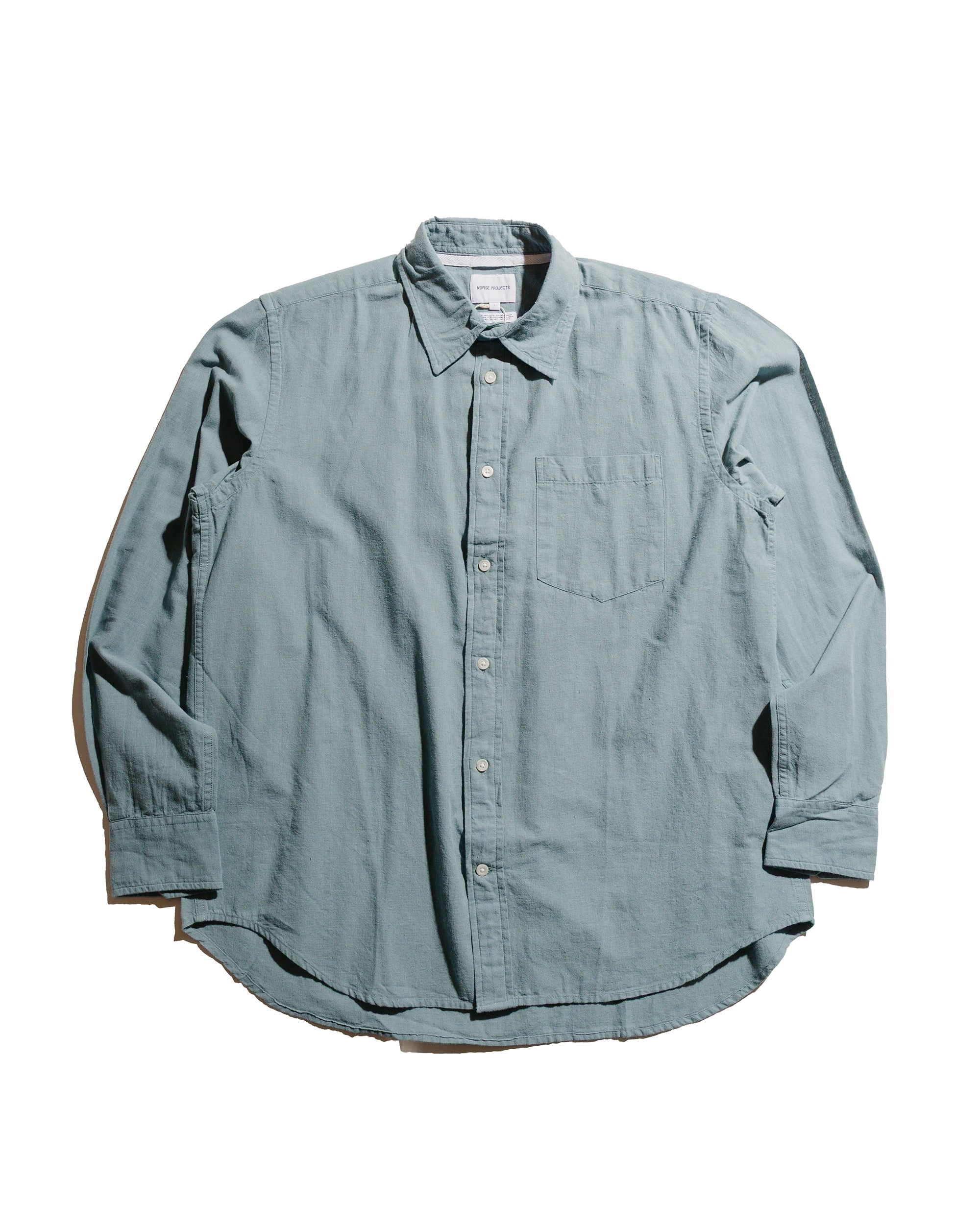 Algot Relaxed Cotton Linen Shirt Greyish Blue - 1