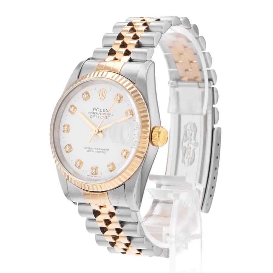 Pre-owned Rolex Datejust Automatic Chronometer Diamond White Dial Men's Watch 16233 WDJ - 4