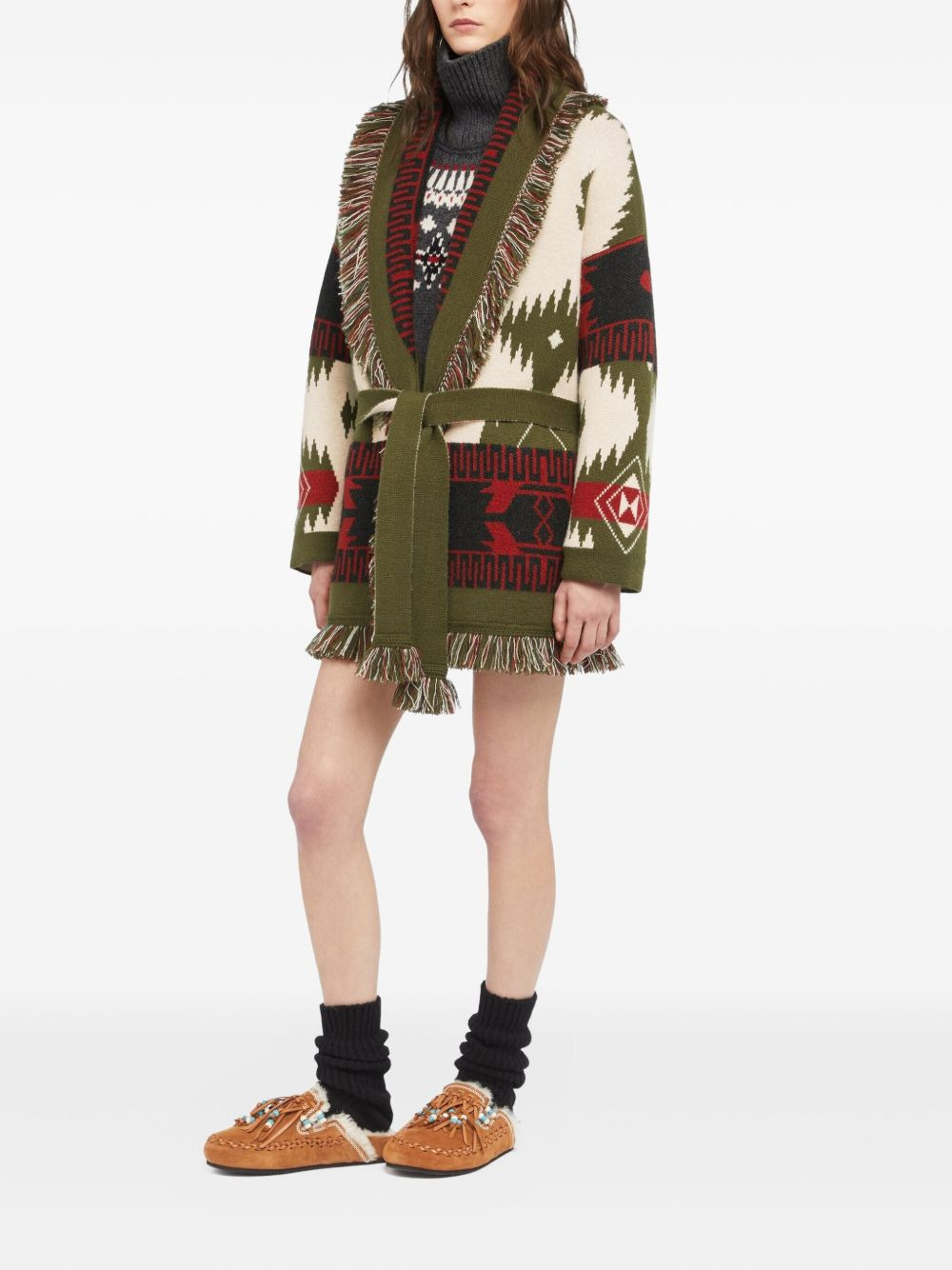 Icon jacquard fringe cardigan - 3