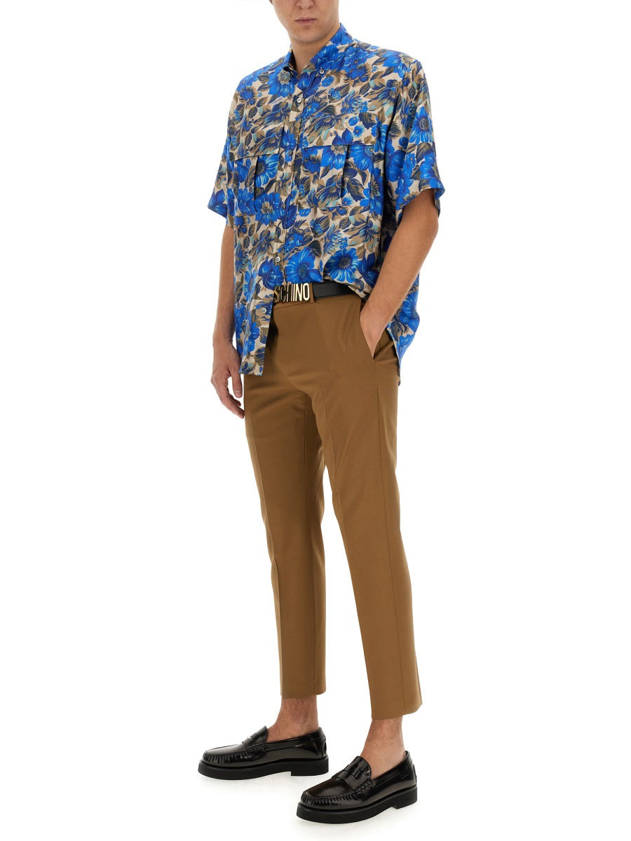 Moschino Men Blue Flowers Allover Print Shirt - 2