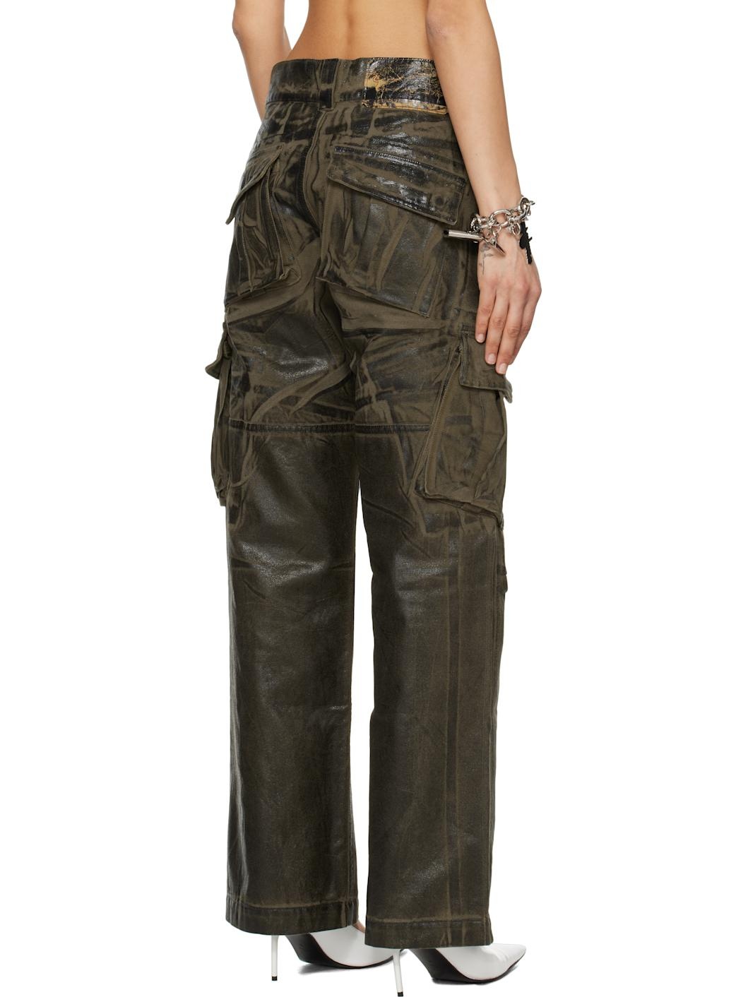 Khaki Low-Rise Cargo Pants - 3
