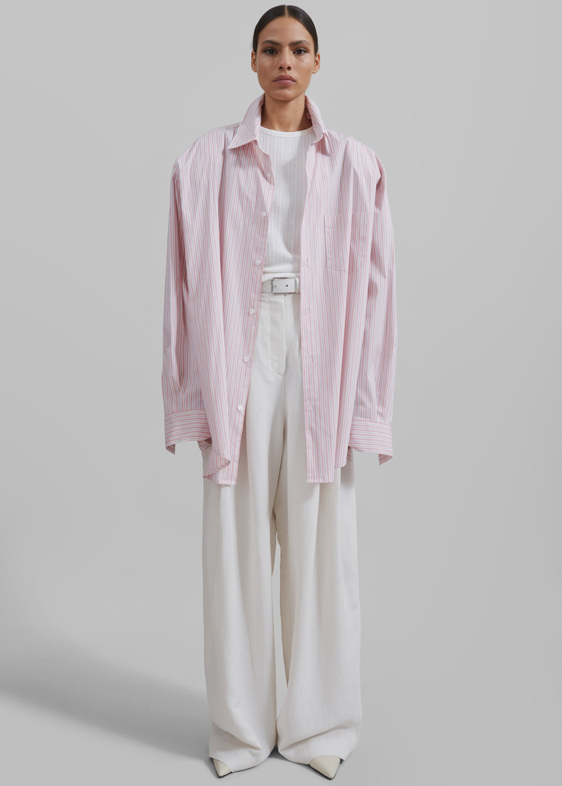 Cyrus Button Up Shirt - Pink/White Stripe 15