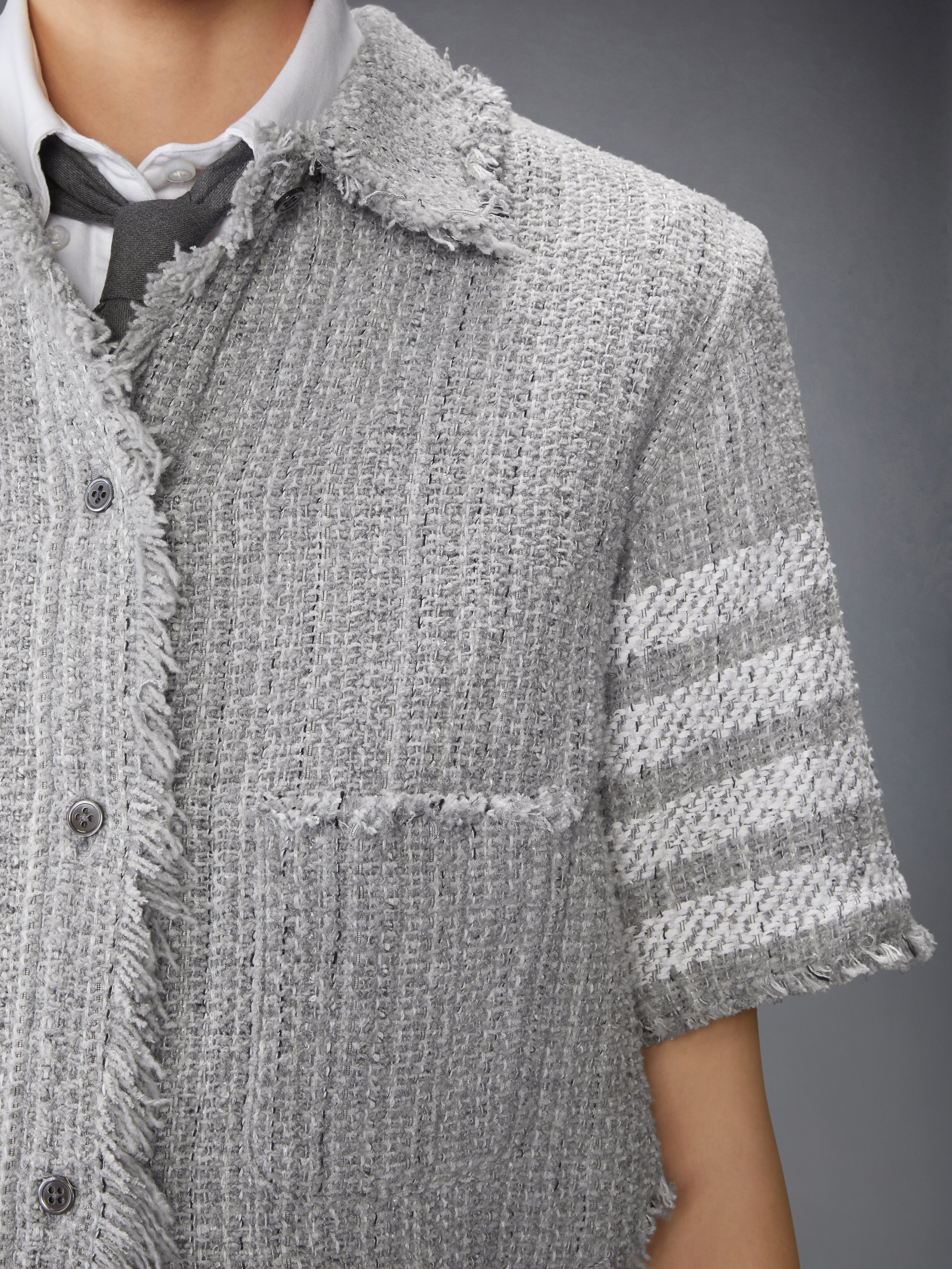 SOLID TWEED 4-BAR CROPPED SHIRT JACKET - 6