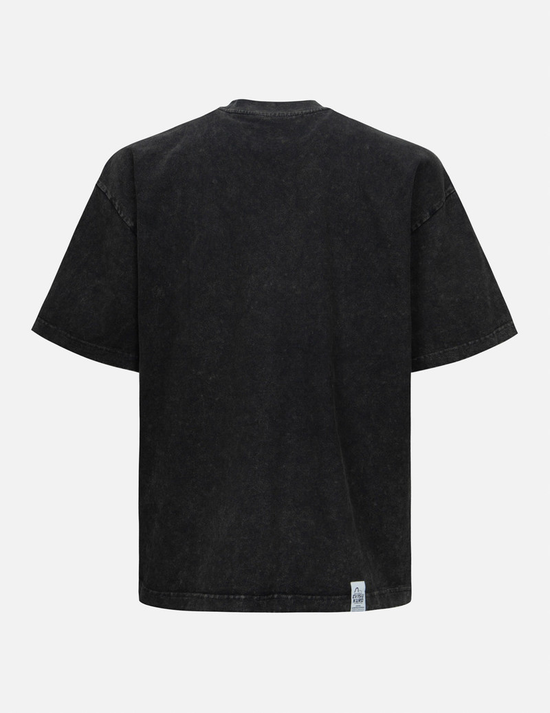 EVISU Logo and Slogan Print Oversized Pigment Dye T-Shirt outlook