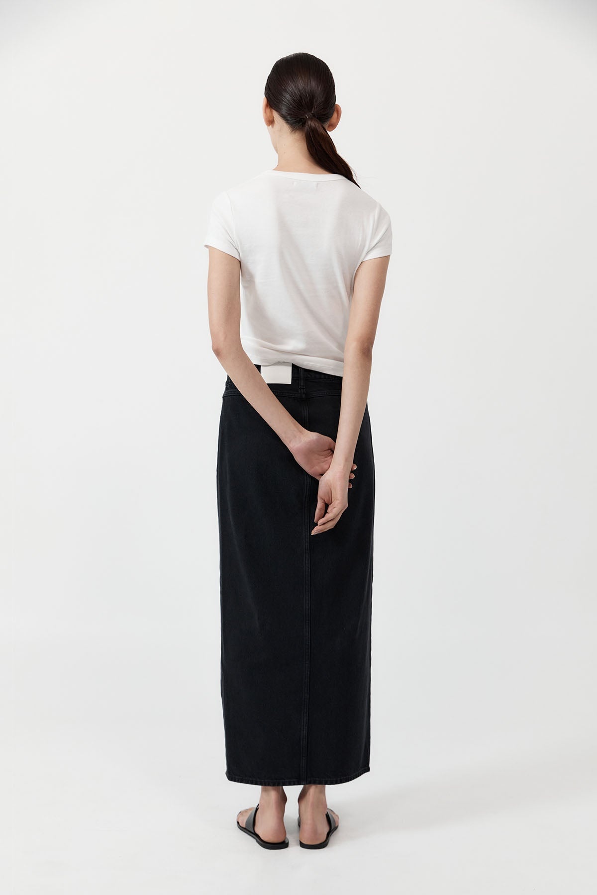 Denim Maxi Skirt - Washed Black - 4