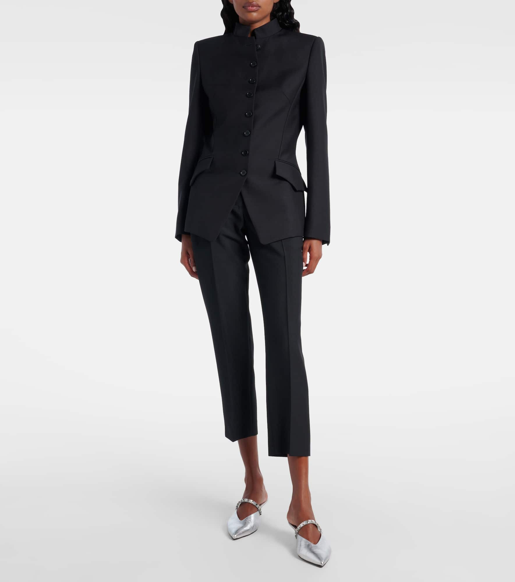 Wool and mohair cropped straight pants - 2