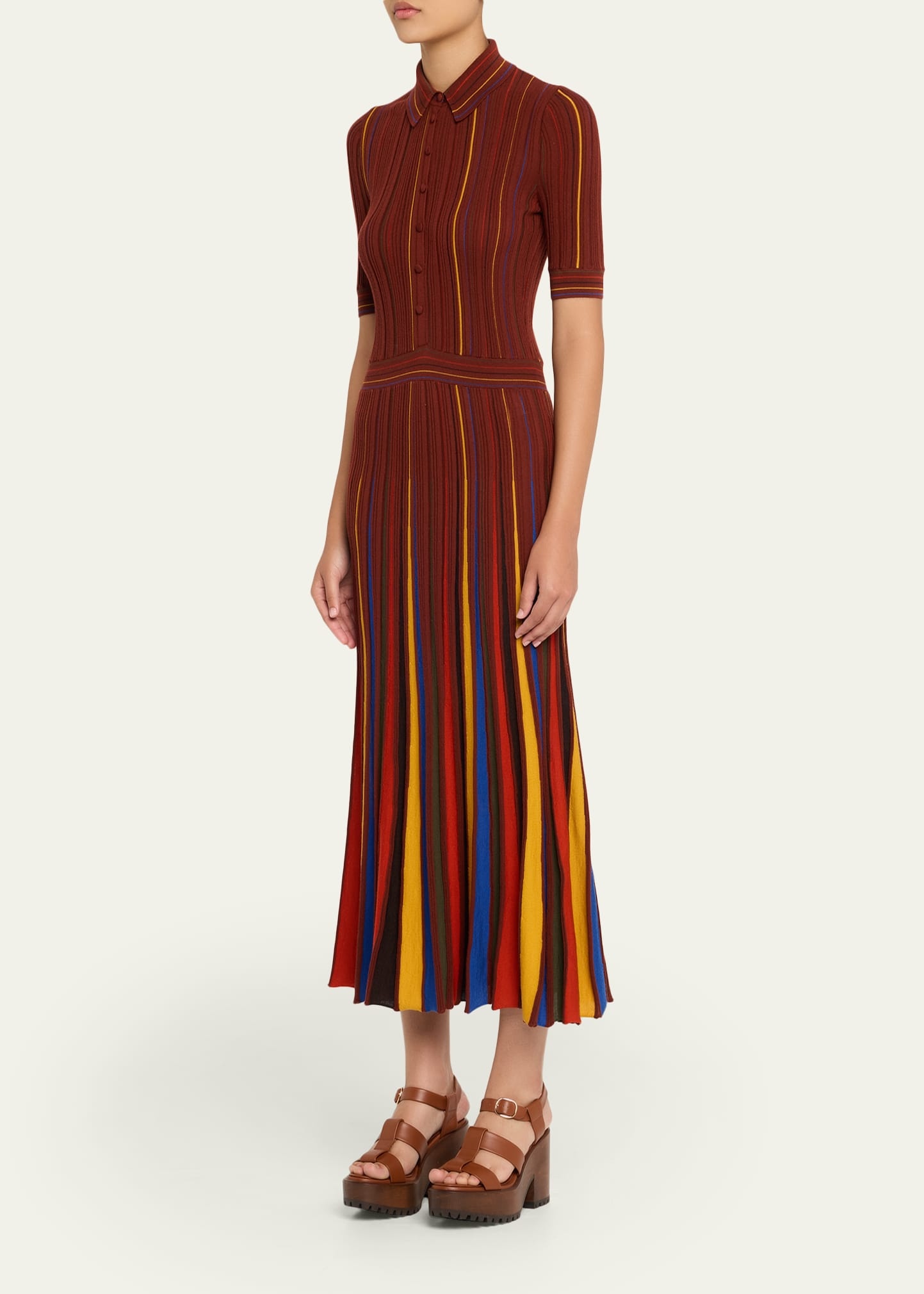 Calypso Pinstripe Merino Dress - 4