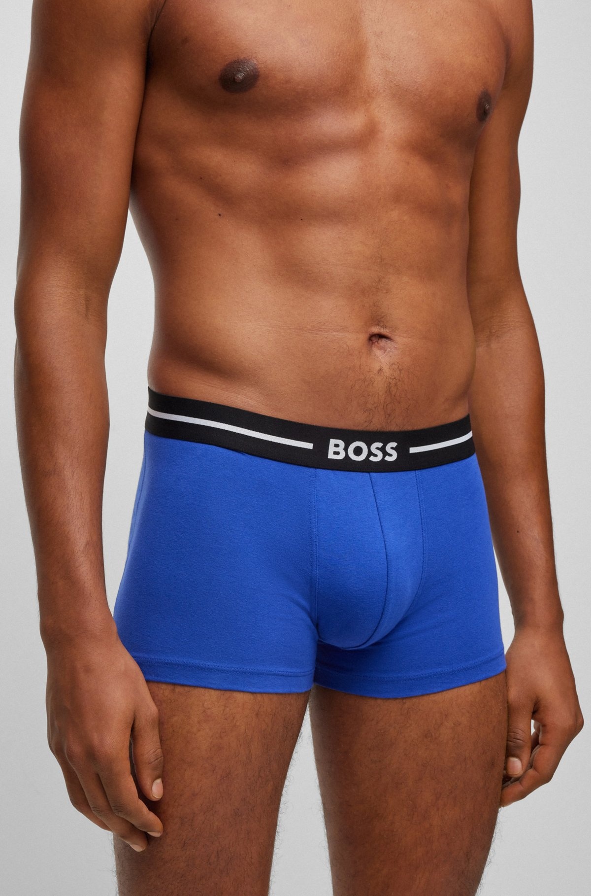 THREE-PACK OF STRETCH-COTTON TRUNKS WITH LOGO WAISTBAND - 4