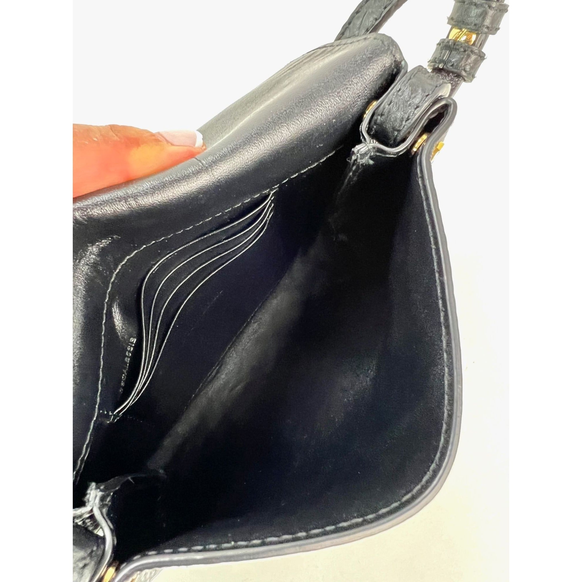 Burberry Signature Grain Leather Check Embossed Langley Black Crossbody - 4