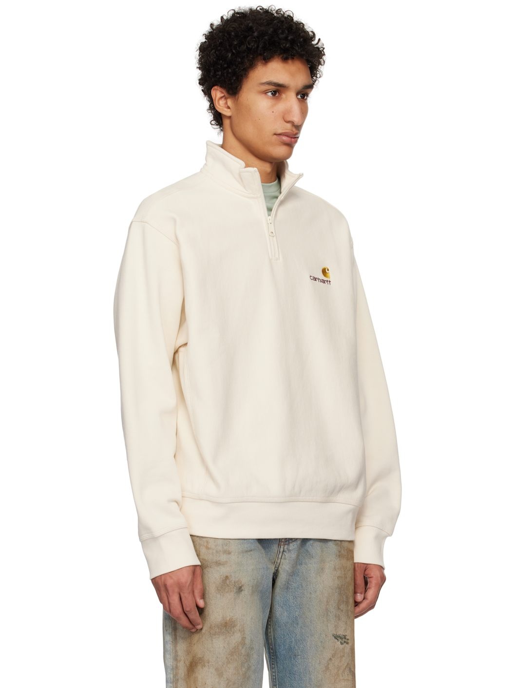 Off-White Half Zip American Script Sweatshirt - 2
