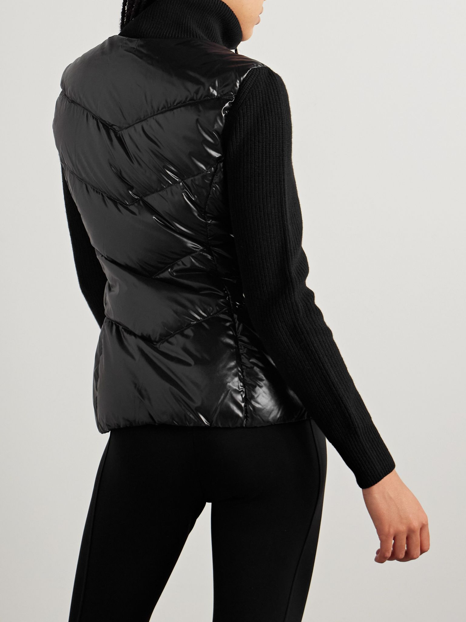Appliquéd wool and quilted shell down jacket Black - 3