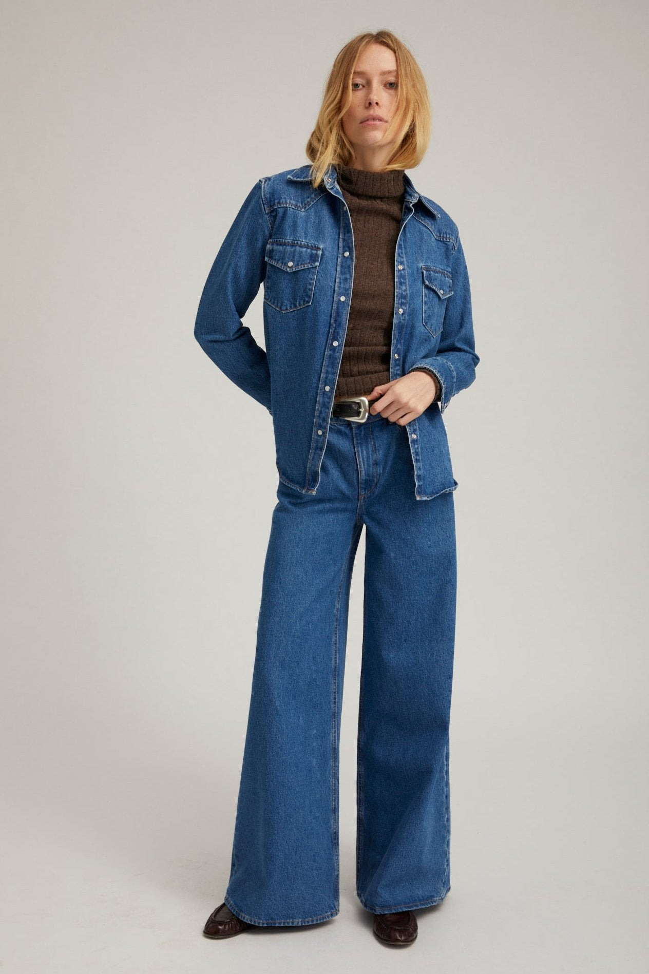 COCO DENIM WESTERN BUTTON DOWN - 2