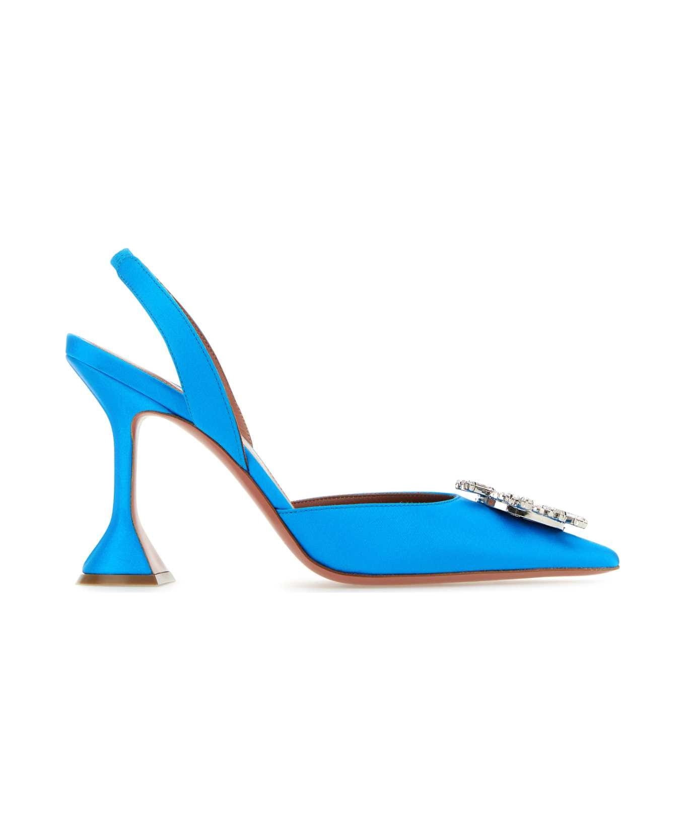 Turquoise Satin Begum Pumps - 1