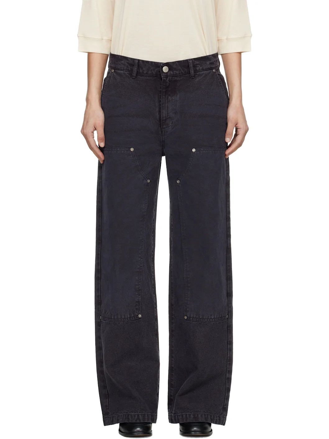Gray Double Knee Jeans - 1