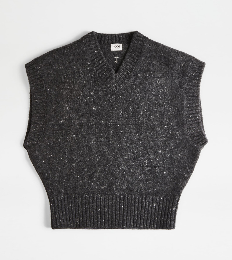 CASHMERE BLEND VEST - GREY 1