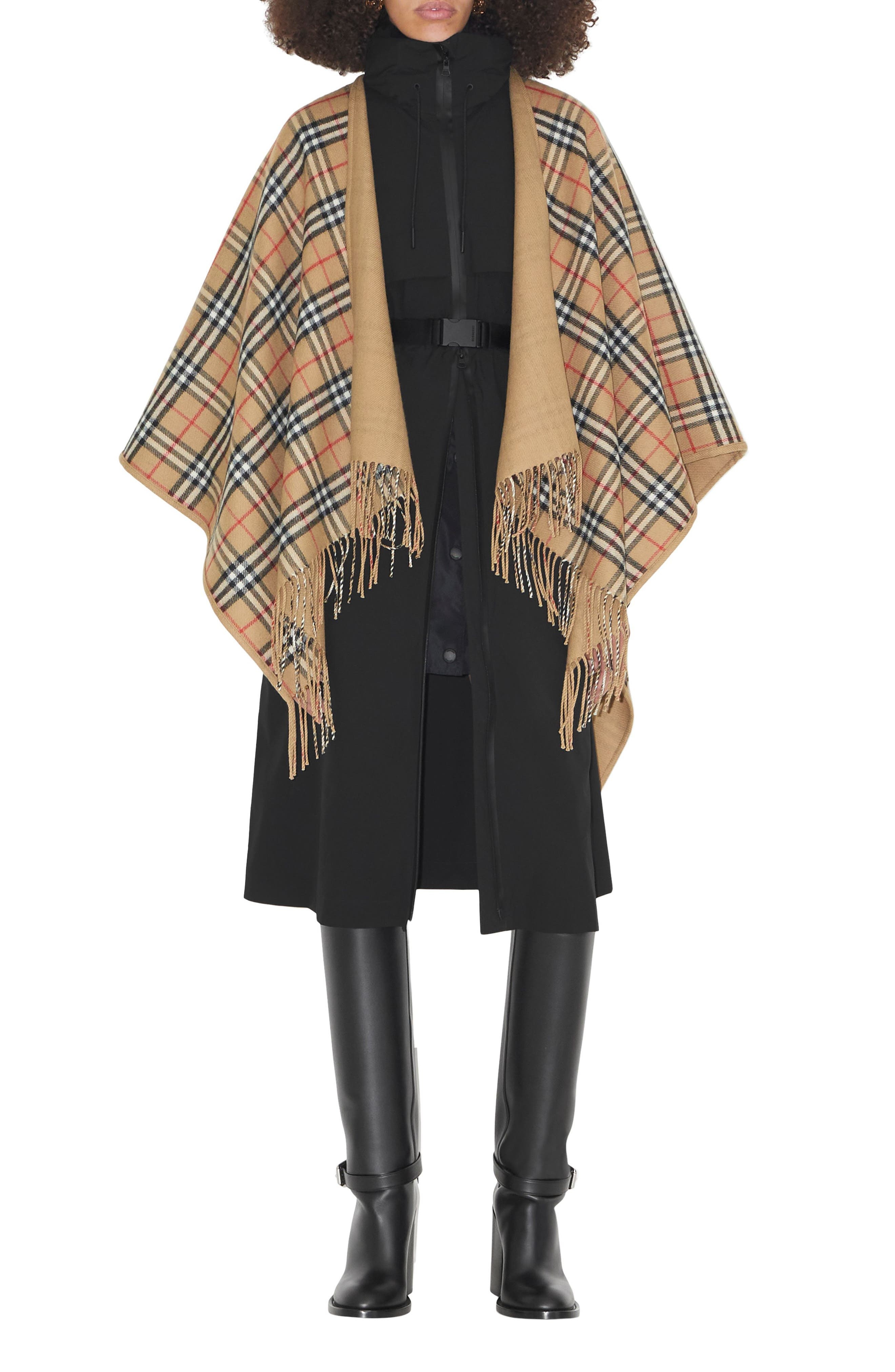 burberry Vintage Check Wool Cape in Archive Beige at Nordstrom - 6