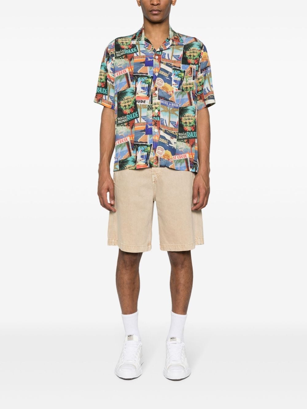 Postal Card-print bowling shirt - 2