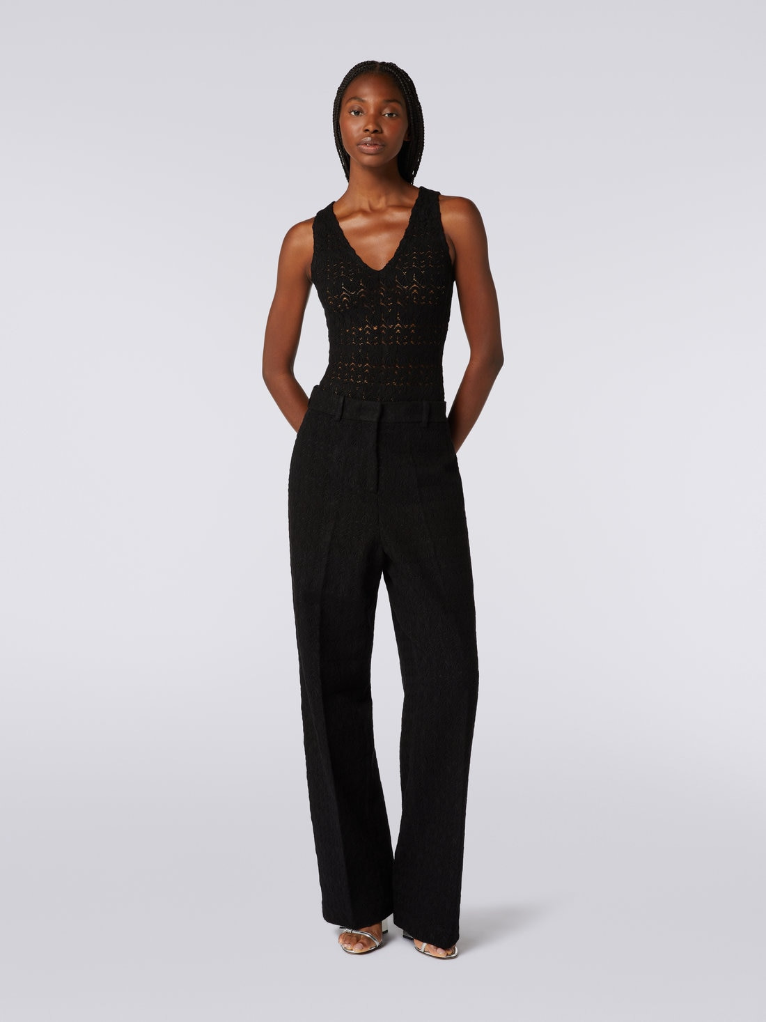 Classic trousers with lace effect - 2