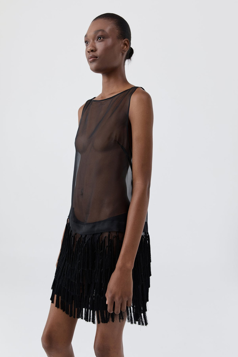 Tassel Shift Mini Dress - Black 3