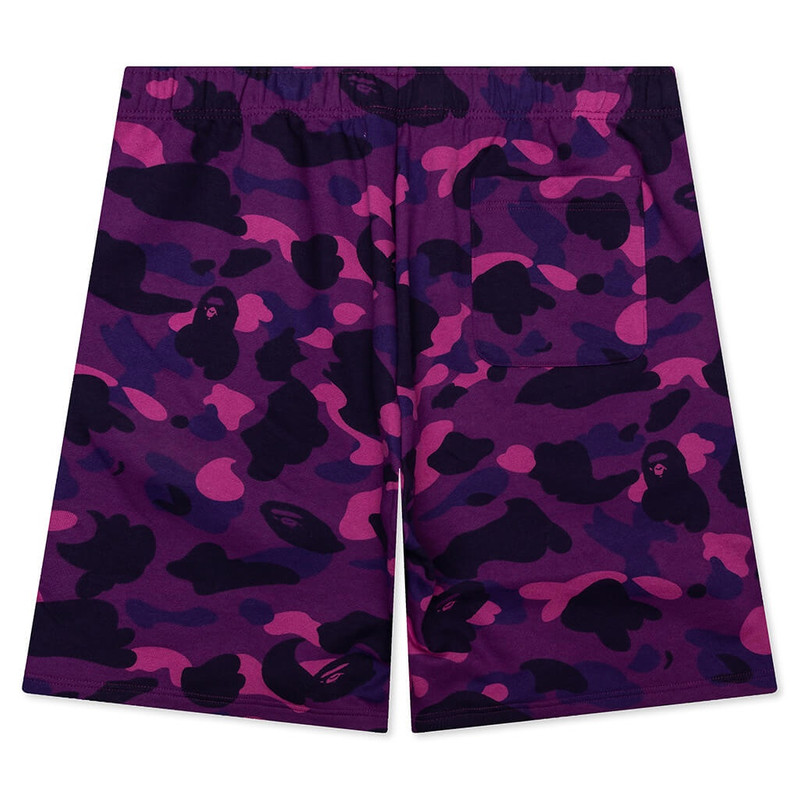 A BATHING APE® COLOR CAMO SHARK SWEAT SHORTS - PURPLE outlook