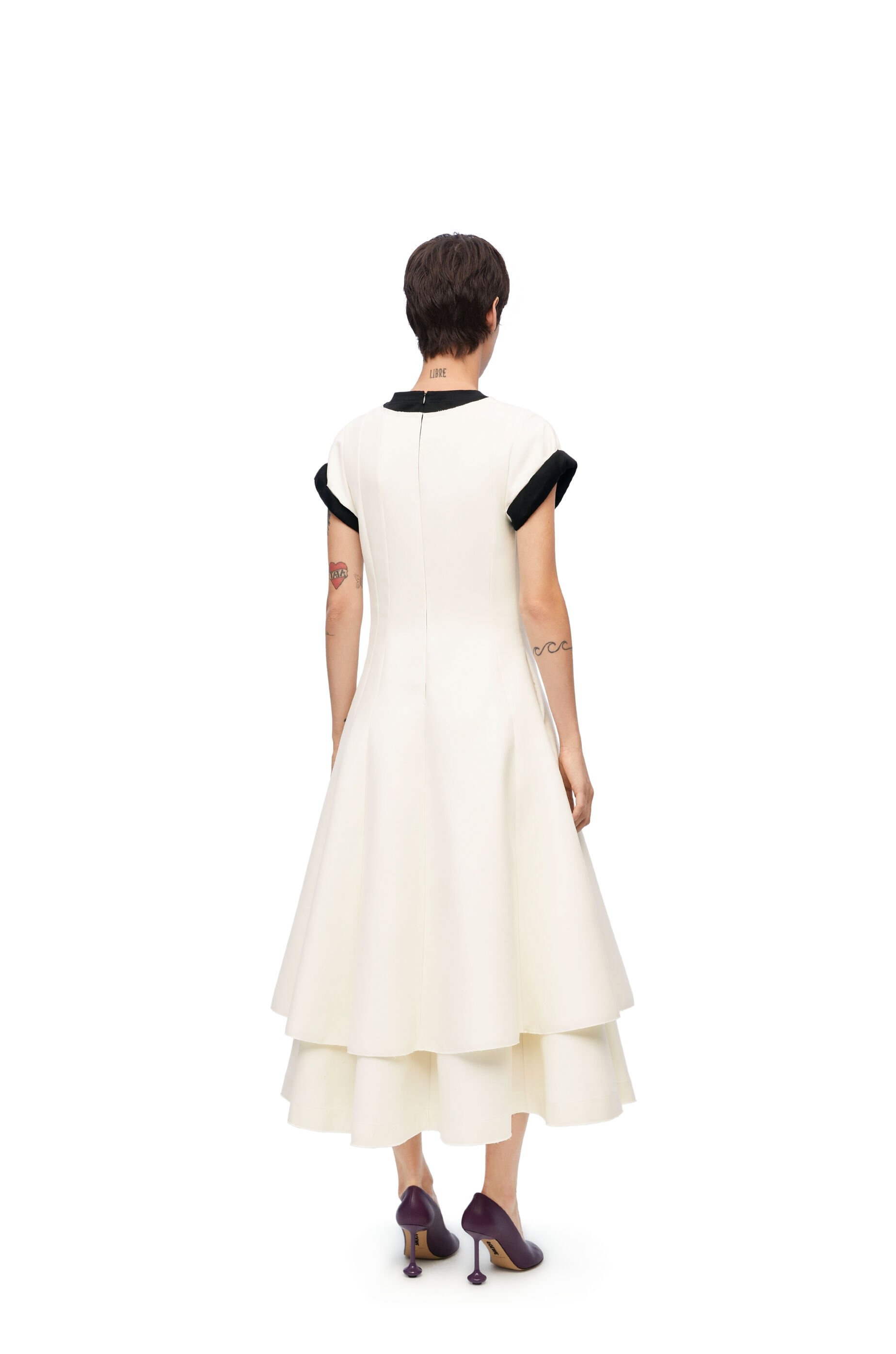 Double layer dress in wool and cotton - 3
