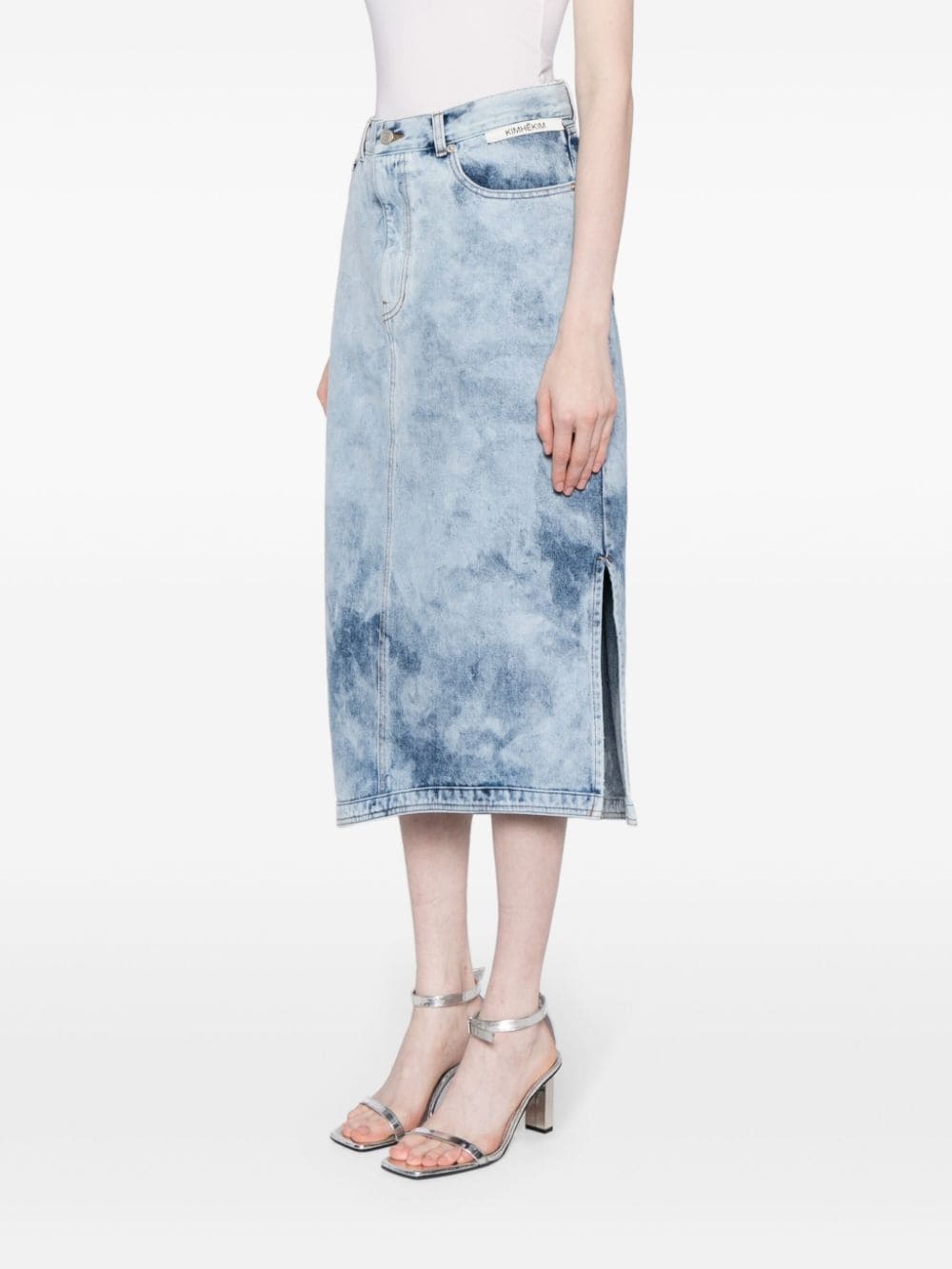 acid-wash midi skirt - 3