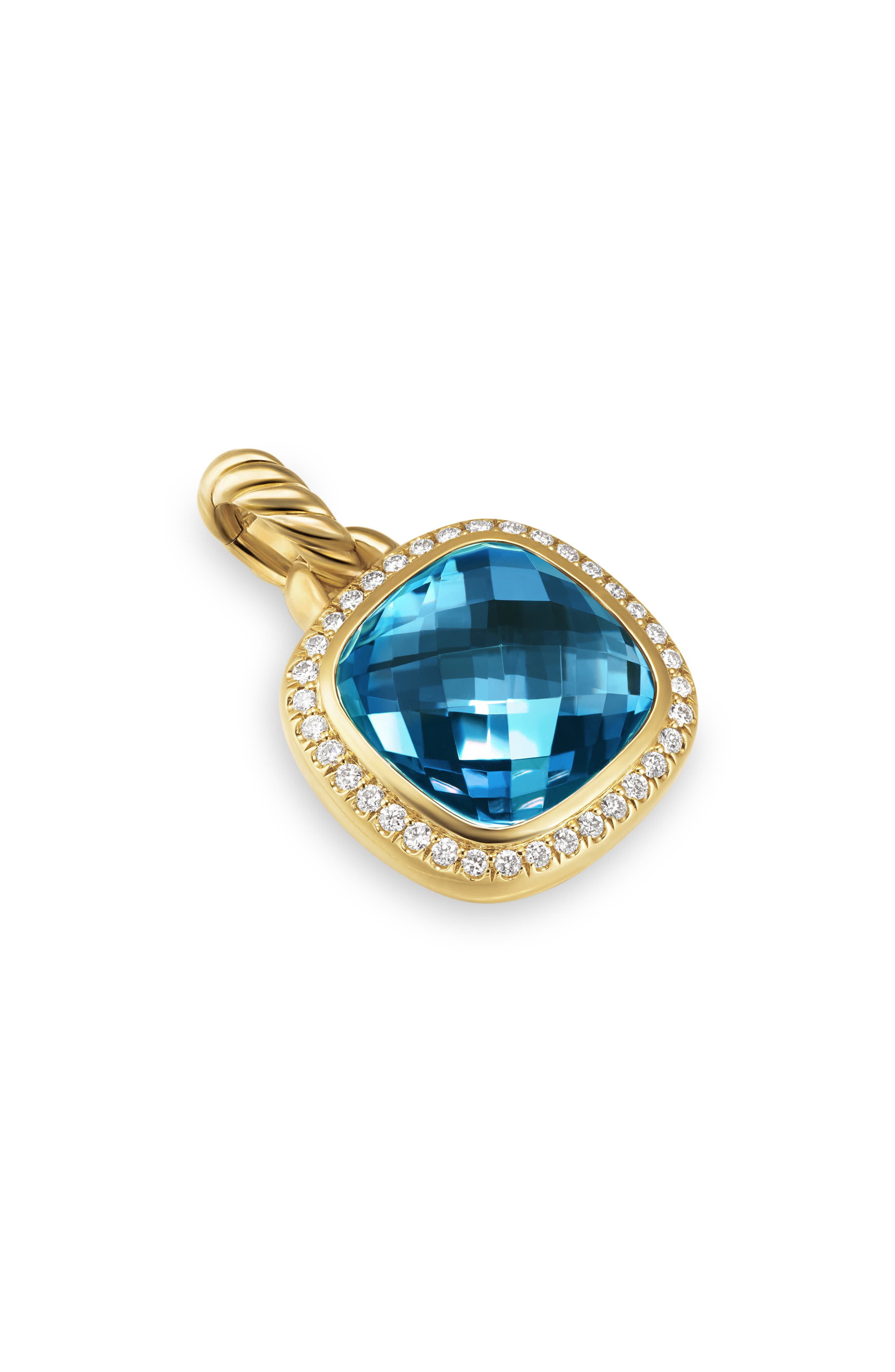 David Yurman Albion® Pendant in 18K Yellow Gold with Diamonds, 11mm in Hampton Blue Topaz at Nordstr - 2