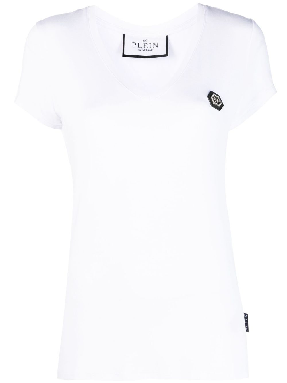 logo-patch V-neck T-shirt - 1
